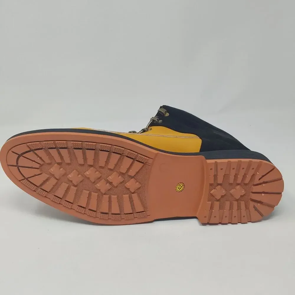 Mens Yellow Black Hiking Boots Lace Up Outdoor Work Boots Size 8.5 US/ 42 EU